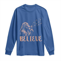 Funny Bigfoot Blowing Dandelion Flower Graphic Long Sleeve Shirt Believe Endometrial Cancer Awareness