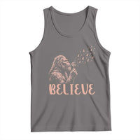 Funny Bigfoot Blowing Dandelion Flower Graphic Tank Top Believe Endometrial Cancer Awareness