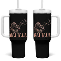 Funny Bigfoot Blowing Dandelion Flower Graphic Tumbler With Handle Believe Endometrial Cancer Awareness
