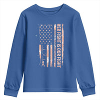 Patriotic Endometrial Cancer Awareness Youth Sweatshirt Her Fight Our Fight