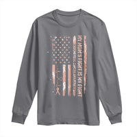 American Flag Endometrial Cancer Support Long Sleeve Shirt My Moms Fight My Fight