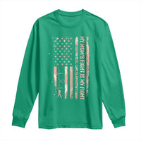 American Flag Endometrial Cancer Support Long Sleeve Shirt My Moms Fight My Fight