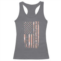 American Flag Endometrial Cancer Support Racerback Tank Top My Moms Fight My Fight