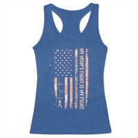 American Flag Endometrial Cancer Support Racerback Tank Top My Moms Fight My Fight