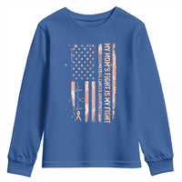 American Flag Endometrial Cancer Support Youth Sweatshirt My Moms Fight My Fight