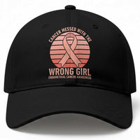 Cancer Messed With The Wrong Girl Baseball Cap Endometrial Cancer Warrior