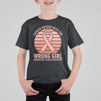 Cancer Messed With The Wrong Girl T Shirt For Kid Endometrial Cancer Warrior