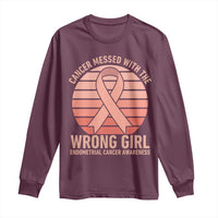 Cancer Messed With The Wrong Girl Long Sleeve Shirt Endometrial Cancer Warrior