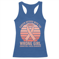 Cancer Messed With The Wrong Girl Racerback Tank Top Endometrial Cancer Warrior