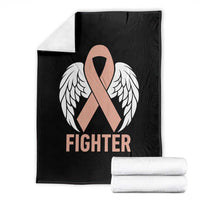 Endometrial Cancer Fighter Throw Blanket Peach Ribbon Angel Wings Survivor