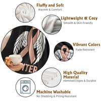 Endometrial Cancer Fighter Throw Blanket Peach Ribbon Angel Wings Survivor