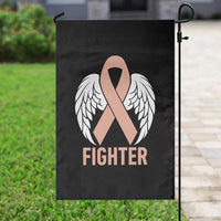 Endometrial Cancer Fighter Garden Flag Peach Ribbon Angel Wings Survivor