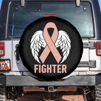 Endometrial Cancer Fighter Spare Tire Cover Peach Ribbon Angel Wings Survivor