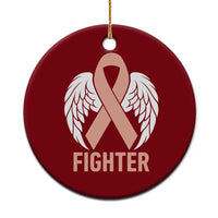 Endometrial Cancer Fighter Ceramic Ornament Peach Ribbon Angel Wings Survivor