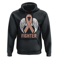 Endometrial Cancer Fighter Hoodie Peach Ribbon Angel Wings Survivor