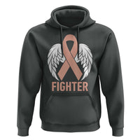 Endometrial Cancer Fighter Hoodie Peach Ribbon Angel Wings Survivor