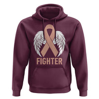 Endometrial Cancer Fighter Hoodie Peach Ribbon Angel Wings Survivor