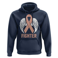 Endometrial Cancer Fighter Hoodie Peach Ribbon Angel Wings Survivor