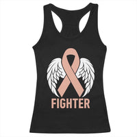 Endometrial Cancer Fighter Racerback Tank Top Peach Ribbon Angel Wings Survivor