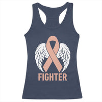 Endometrial Cancer Fighter Racerback Tank Top Peach Ribbon Angel Wings Survivor
