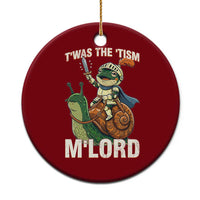 Funny Medieval Knight Frog Meme With Sword Ceramic Ornament Twas The Tism MLord
