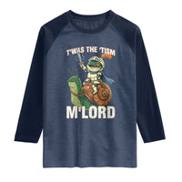 Funny Medieval Knight Frog Meme With Sword Raglan Shirt Twas The Tism MLord