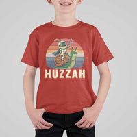Funny Huzzah Frog Meme T Shirt For Kid Medieval Knight With Sword Graphic