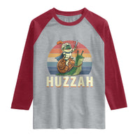 Funny Huzzah Frog Meme Raglan Shirt Medieval Knight With Sword Graphic