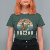 Funny Huzzah Frog Meme T Shirt For Women Medieval Knight With Sword Graphic