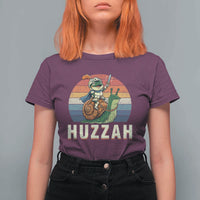 Funny Huzzah Frog Meme T Shirt For Women Medieval Knight With Sword Graphic