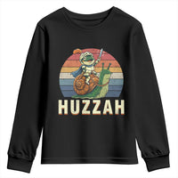 Funny Huzzah Frog Meme Youth Sweatshirt Medieval Knight With Sword Graphic