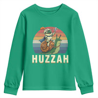 Funny Huzzah Frog Meme Youth Sweatshirt Medieval Knight With Sword Graphic