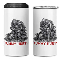Funny Tummy Hurts Medieval Knight 4 in 1 Can Cooler Tumbler Dark Fantasy Warrior Meme Graphic