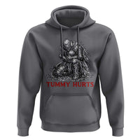 Funny Tummy Hurts Medieval Knight Hoodie Dark Fantasy Warrior Meme Graphic