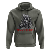 Funny Tummy Hurts Medieval Knight Hoodie Dark Fantasy Warrior Meme Graphic