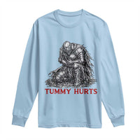 Funny Tummy Hurts Medieval Knight Long Sleeve Shirt Dark Fantasy Warrior Meme Graphic