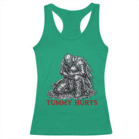 Funny Tummy Hurts Medieval Knight Racerback Tank Top Dark Fantasy Warrior Meme Graphic