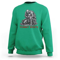 Funny Tummy Hurts Medieval Knight Sweatshirt Dark Fantasy Warrior Meme Graphic