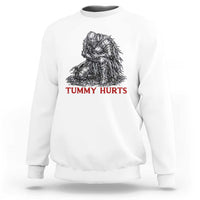 Funny Tummy Hurts Medieval Knight Sweatshirt Dark Fantasy Warrior Meme Graphic