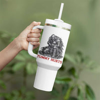 Funny Tummy Hurts Medieval Knight Tumbler With Handle Dark Fantasy Warrior Meme Graphic