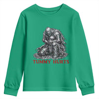 Funny Tummy Hurts Medieval Knight Youth Sweatshirt Dark Fantasy Warrior Meme Graphic