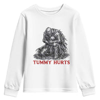 Funny Tummy Hurts Medieval Knight Youth Sweatshirt Dark Fantasy Warrior Meme Graphic