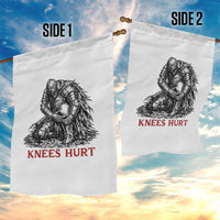 Funny Knees Hurt Medieval Knight Garden Flag Dark Fantasy Sword Warrior Humor