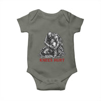 Funny Knees Hurt Medieval Knight Baby Onesie Dark Fantasy Sword Warrior Humor