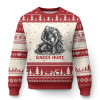 Funny Knees Hurt Medieval Knight Ugly Christmas Sweater Dark Fantasy Sword Warrior Humor