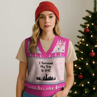 New York City Skyline Travel Tourist V-Neck Knit Sweater Vest I Survived My Trip To NYC