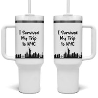 New York City Skyline Travel Tourist Tumbler With Handle I Survived My Trip To NYC