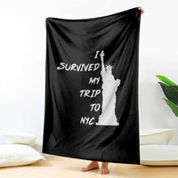 Funny New York City Travel Graphic Throw Blanket I Survived My Trip To NYC