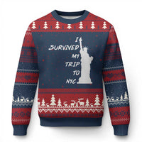 Funny New York City Travel Graphic Ugly Christmas Sweater I Survived My Trip To NYC