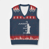 Funny New York City Travel Graphic V-Neck Knit Sweater Vest I Survived My Trip To NYC
